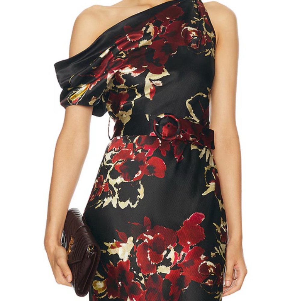 Floral Black and Red Dress